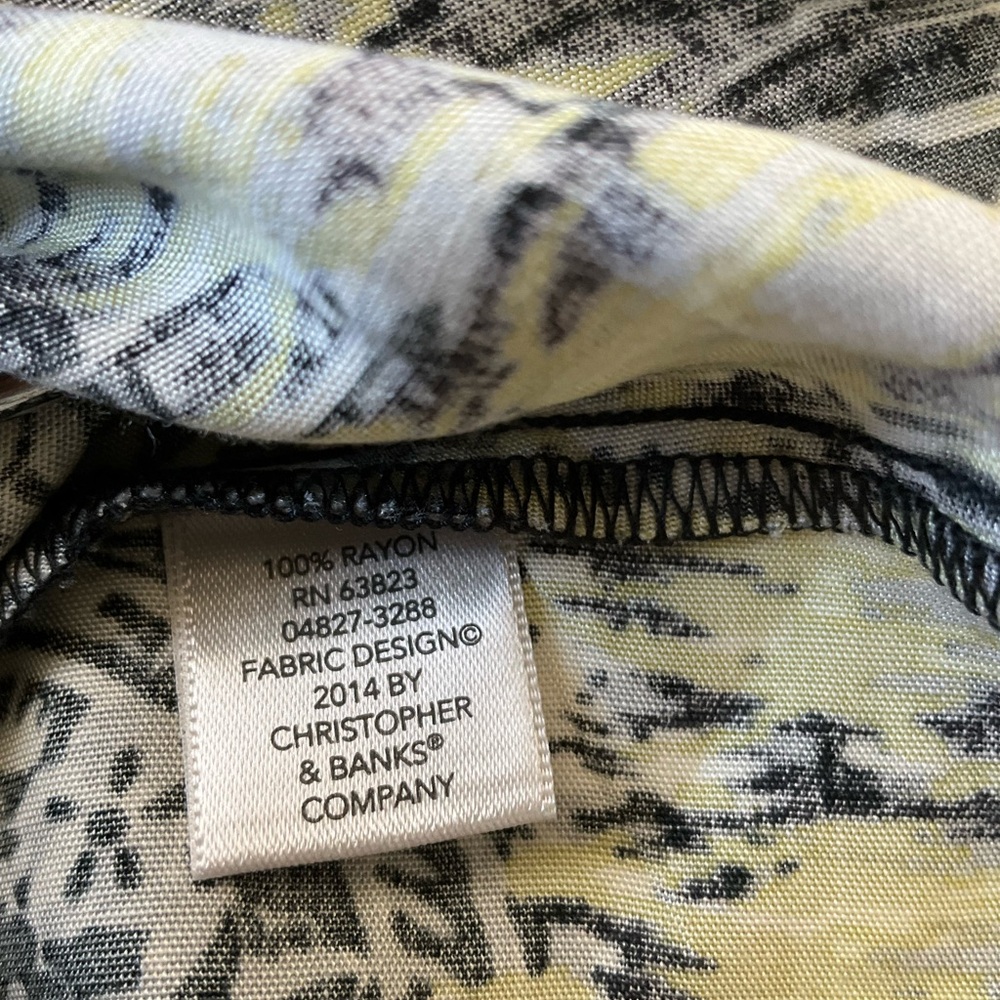 New Christopher & Banks Paisley Print Skirt Black White Chartreuse New With Tags - Picture 6 of 10